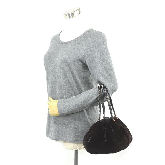 Louis Vuitton Cabochon Demi Lune Mink Fur Leather Handbag Brown - Picture 3 of 5